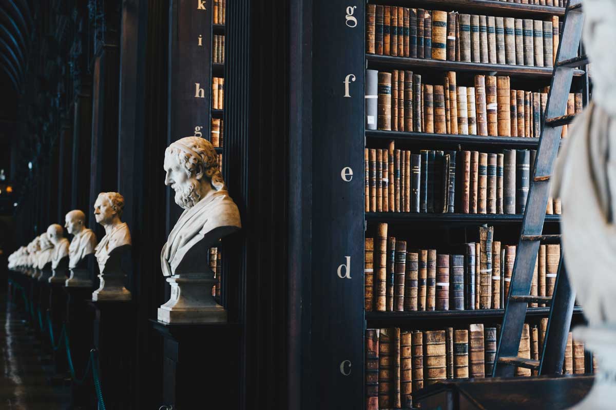 Inside of a library.